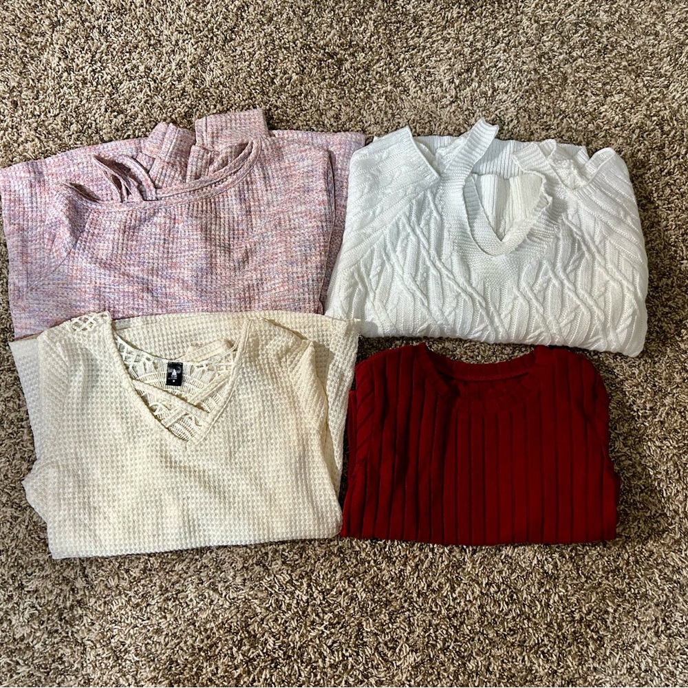 Cozy Women's Sweater Collection - Red, White, Cream, Pink